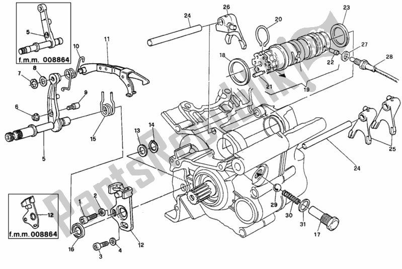 Tutte le parti per il Meccanismo Di Cambio Marcia del Ducati Supersport 750 SS 1997